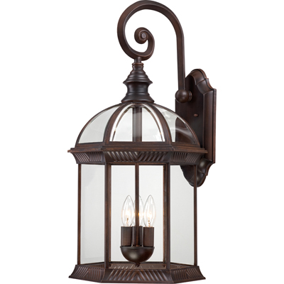 Nuvo Lighting 60/4968  Boxwood - 3 Light 26" Outdoor Wall with Clear Beveled Glass in Rustic Bronze Finish